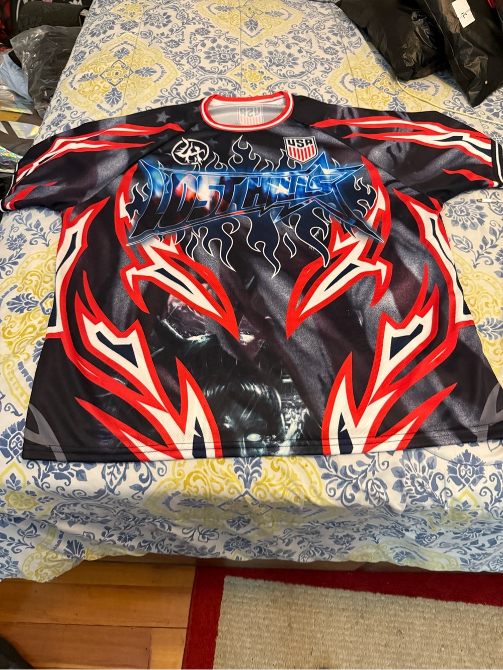 Lost Hills Men’s USA Graphic Long-Sleeve Jersey - Black & Red